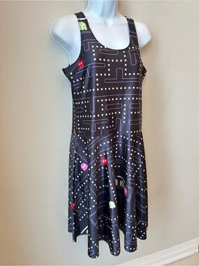 🟢 5 for $25 🟢 Pac-Man Ghost Gamer Skater Fit & Flare Sleeveless Dress Racerback
